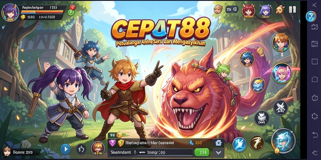 Screenshot menampilkan pertempuran seru dalam game Anime.