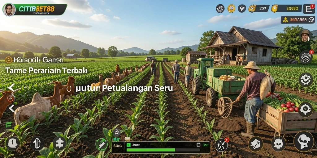 Tampilan gameplay CITIBET88 menampilkan pertanian yang interaktif dan menarik.