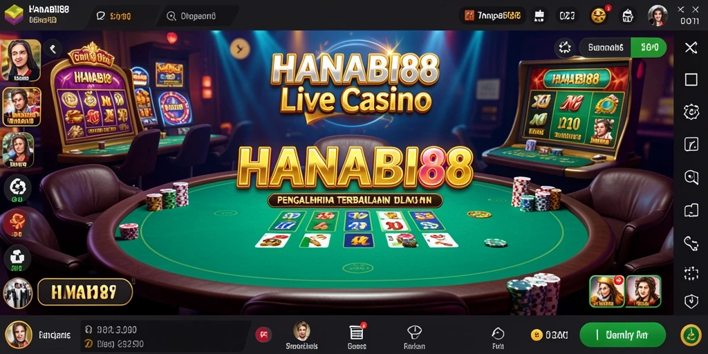 Screenshot gameplay Live Casino HANABI88 yang menampilkan dealer dan pemain.