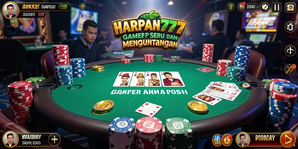 Tangkapan layar gameplay Poker dalam HARAPAN777 yang menampilkan suasana kompetitif.