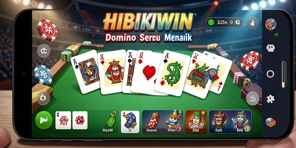 Tangkapan layar HIBIKIWIN menampilkan gameplay Domino yang seru.