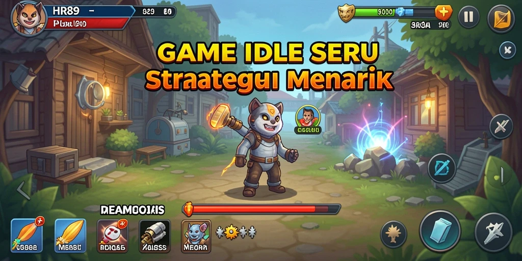 Tampilan gameplay HR89 menampilkan karakter bertarung dan mengelola sumber daya.