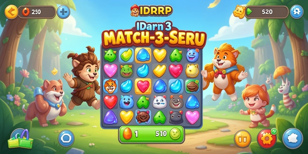 Screenshot dari gameplay menarik <strong>IDRRP</strong> yang menampilkan kombinasi permata.