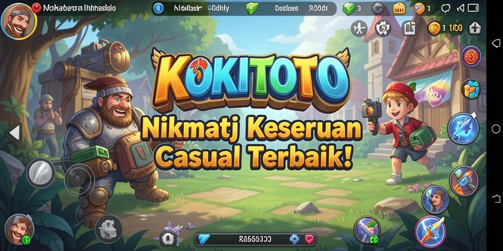 Screenshot gameplay KOKITOTO yang penuh warna dan seru.