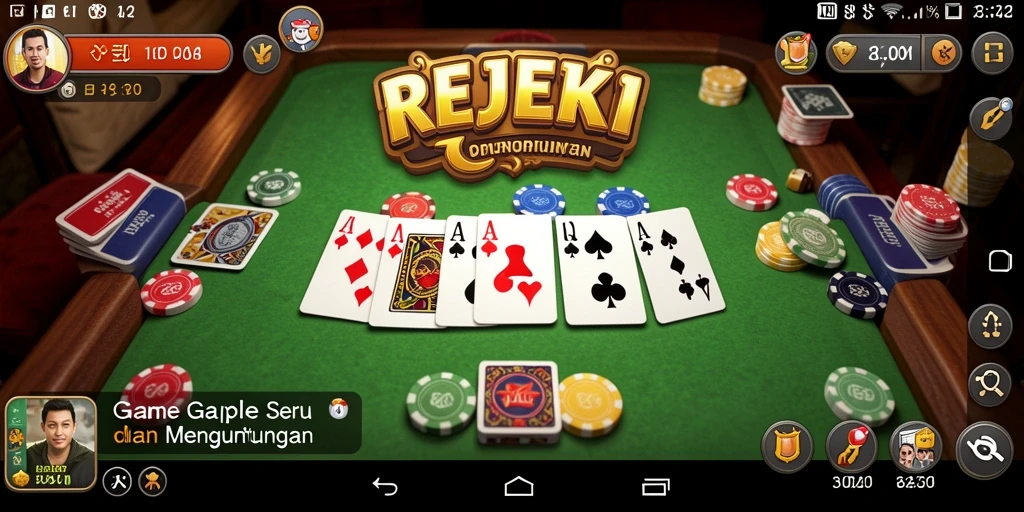 Tampilan gameplay seru dari REJEKI, permainan Gaple yang menarik.