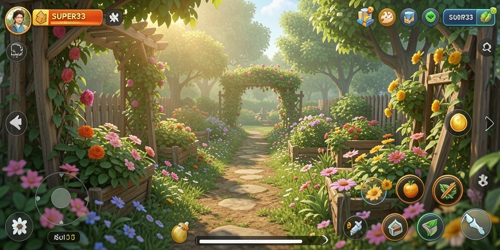 Gameplay menarik di SUPER33 dengan berbagai tanaman dan hewan ternak.
