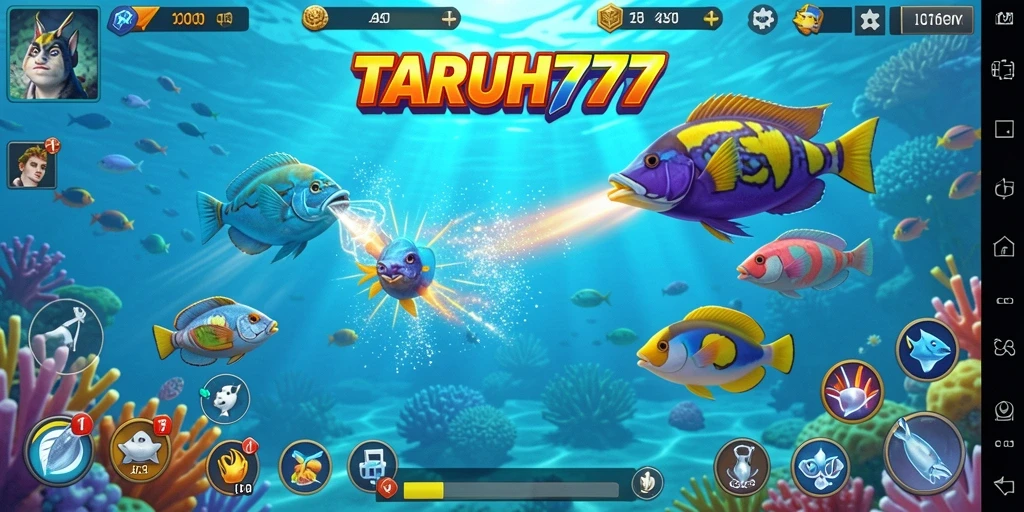 Tangkapan layar TARUH777 menunjukkan aksi menembak ikan yang seru dan mendebarkan.